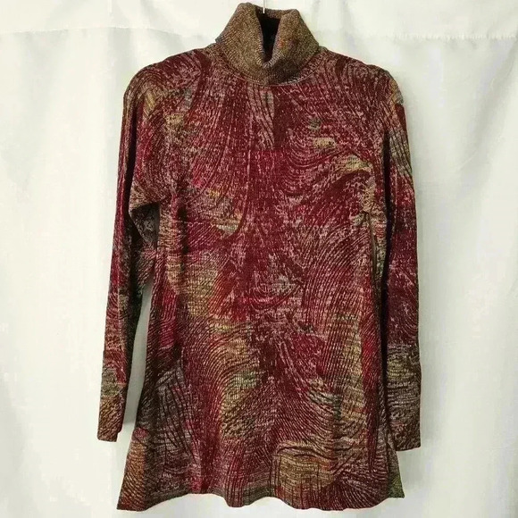 ✨Like New✨ Soft Surroundings Abstract Split Hem Turtleneck, Multicolor, Size XS - Picture 1 of 10